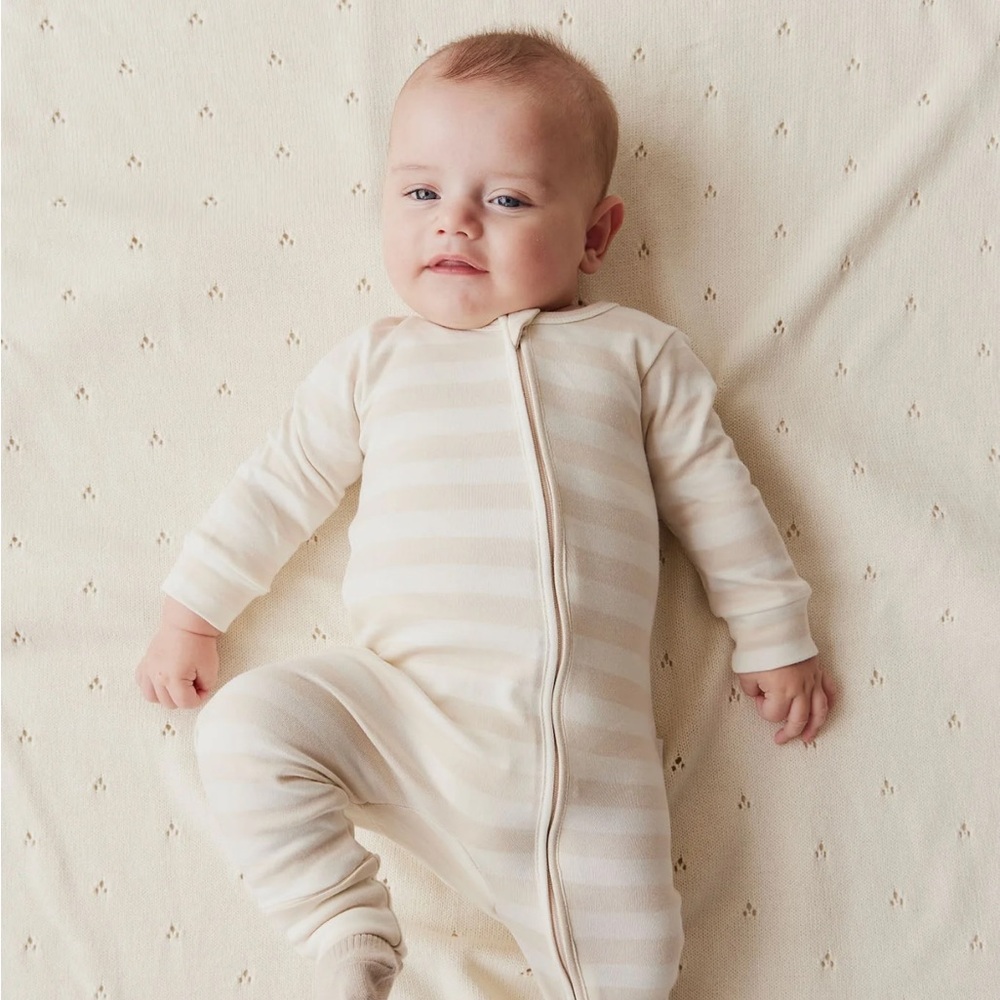 Jamie Kay Pima Cotton Frankie Zip One Piece, Weekday Stripe, Size 1Yr